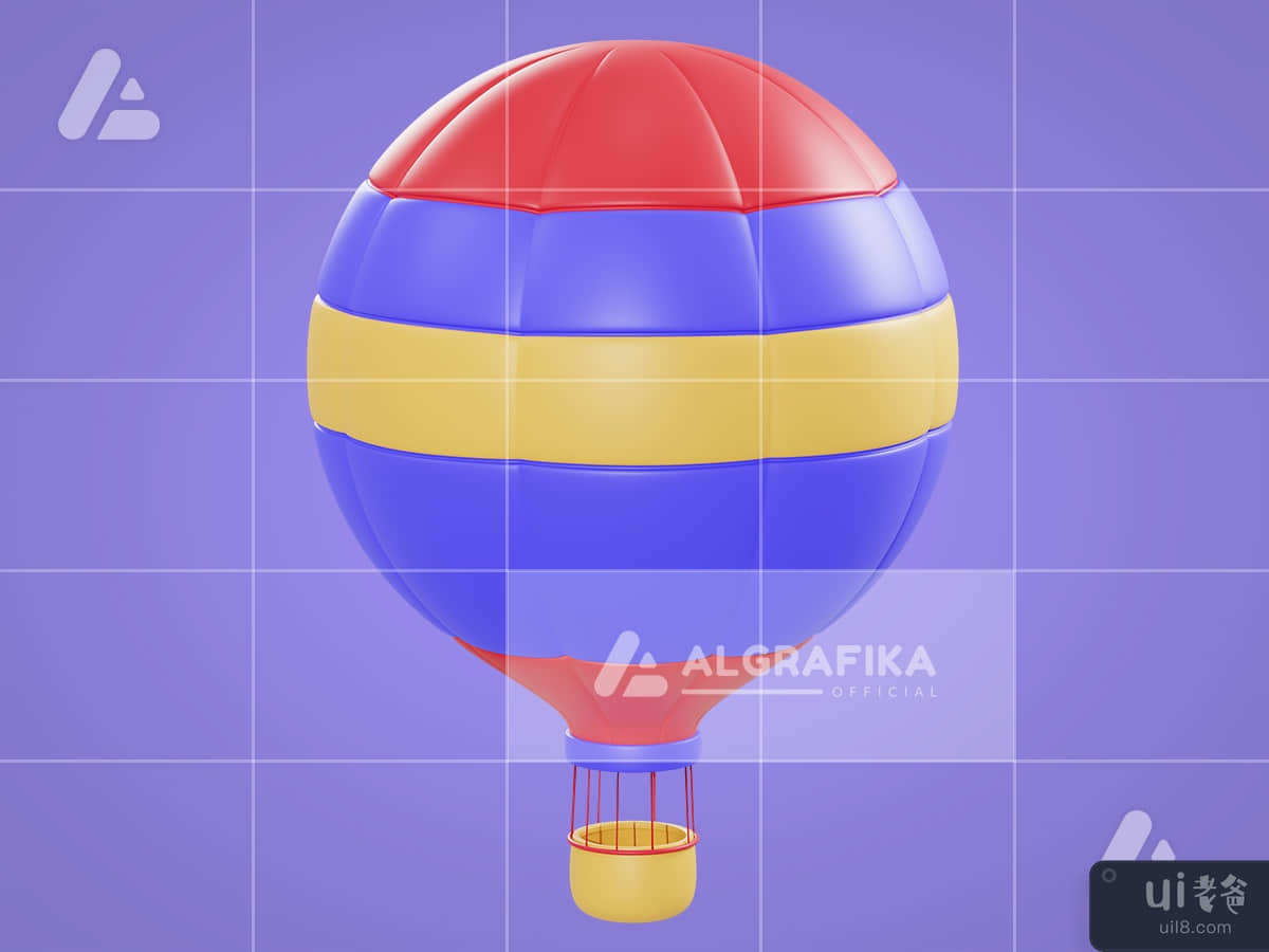 3d illustration air balloon object