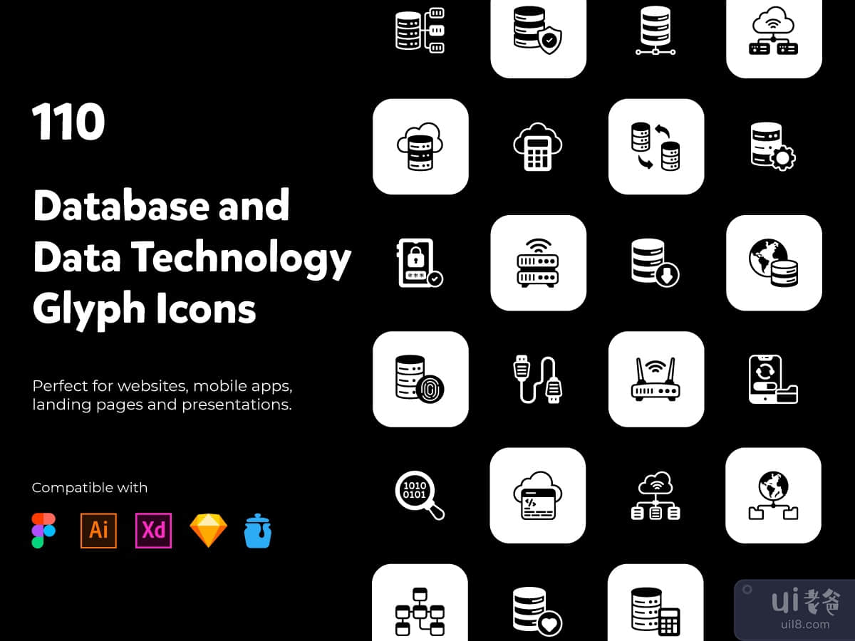 110 Database and Technology Icons 