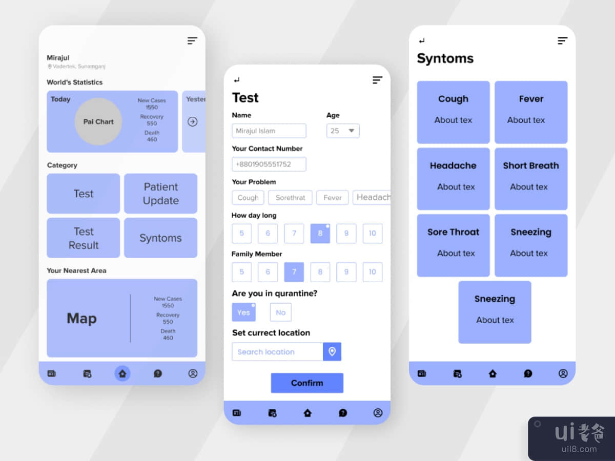 Covid Mobile App Wireframe