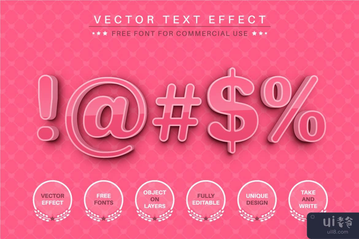 3D 粉色 - 可编辑文本效果，字体样式(3D Pink - Editable Text Effect, Font Style)插图5