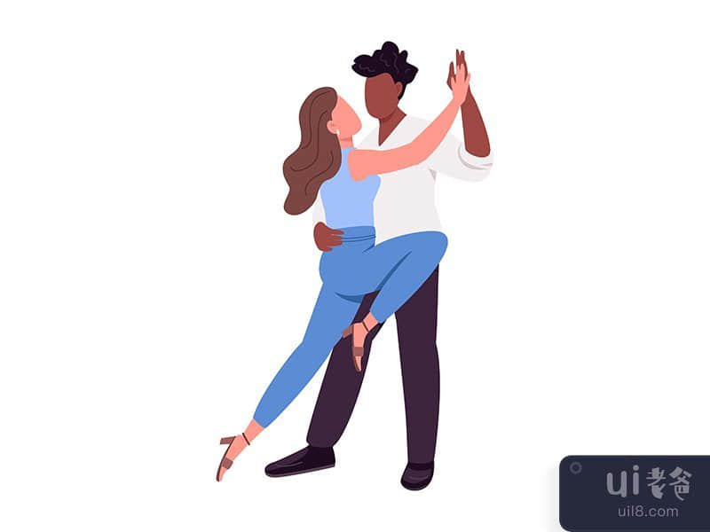 Couple enjoying dance lesson semi flat color vector characters
