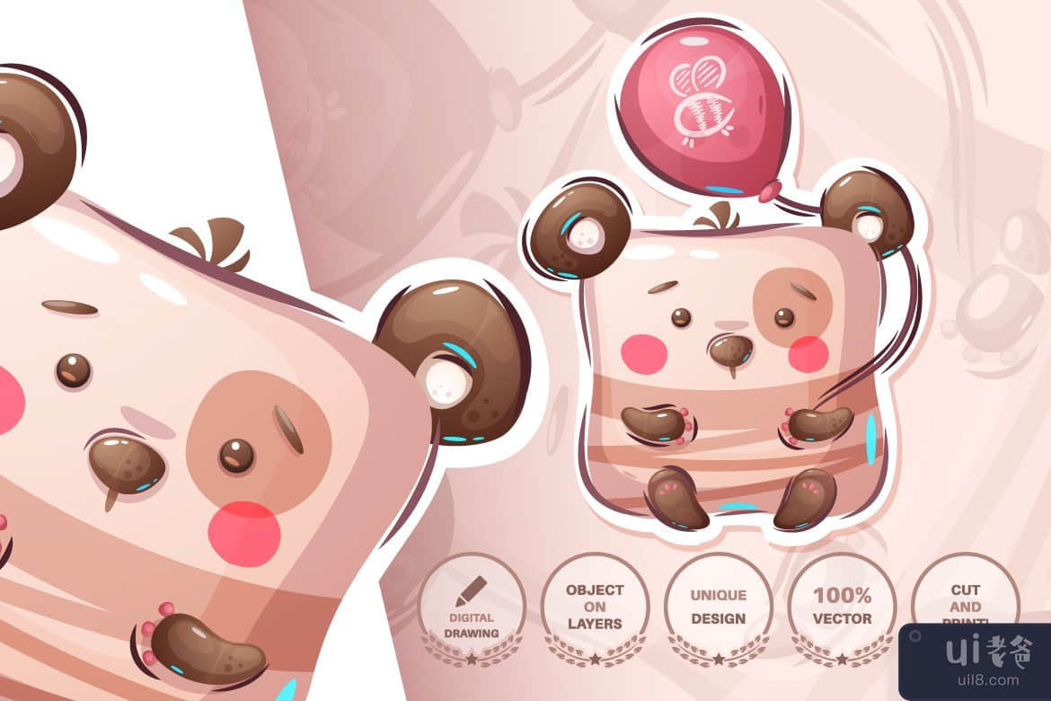 熊与气球-无缝模式(Bear with balloon - seamless pattern)插图3