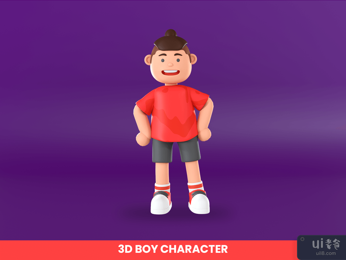3d rendering of a boy character with stretching his hand illustration