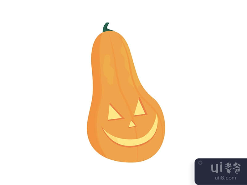 Carved pumpking for Halloween semi flat color vector item