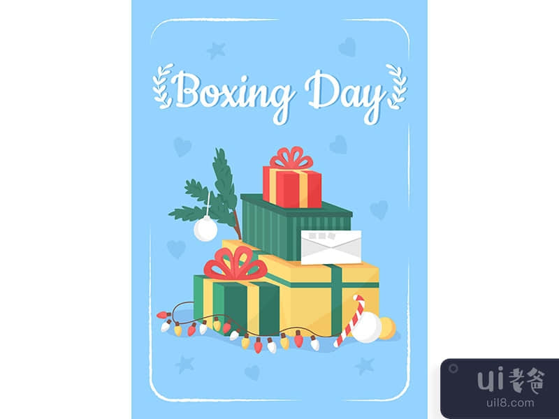 Boxing day poster flat vector template