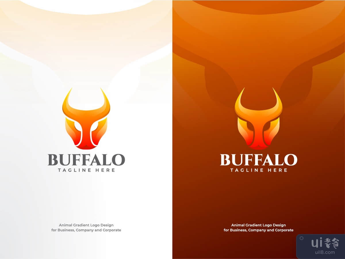 Buffalo Head Gradient Logo Colorfull Design Template