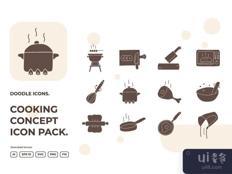 cooking concept doodle illustrations icon set