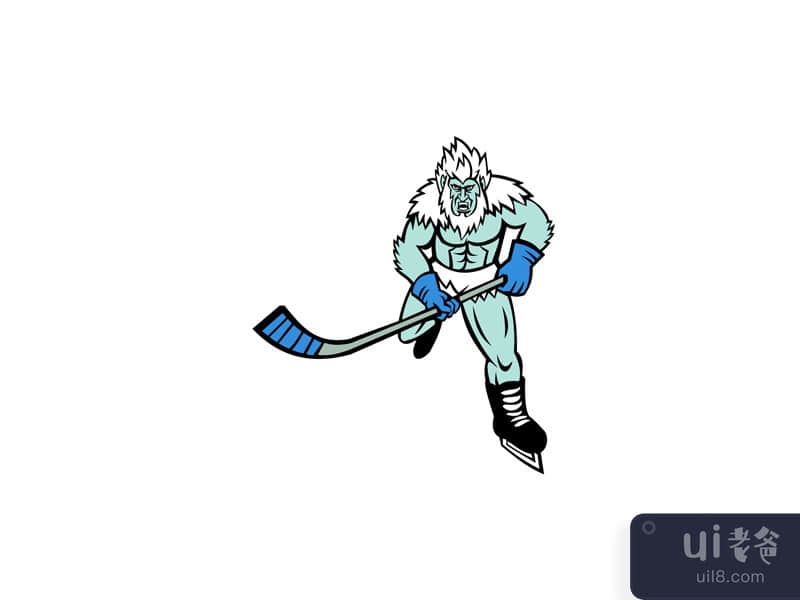 Abominable Snowman Ice Hockey Player Mascot