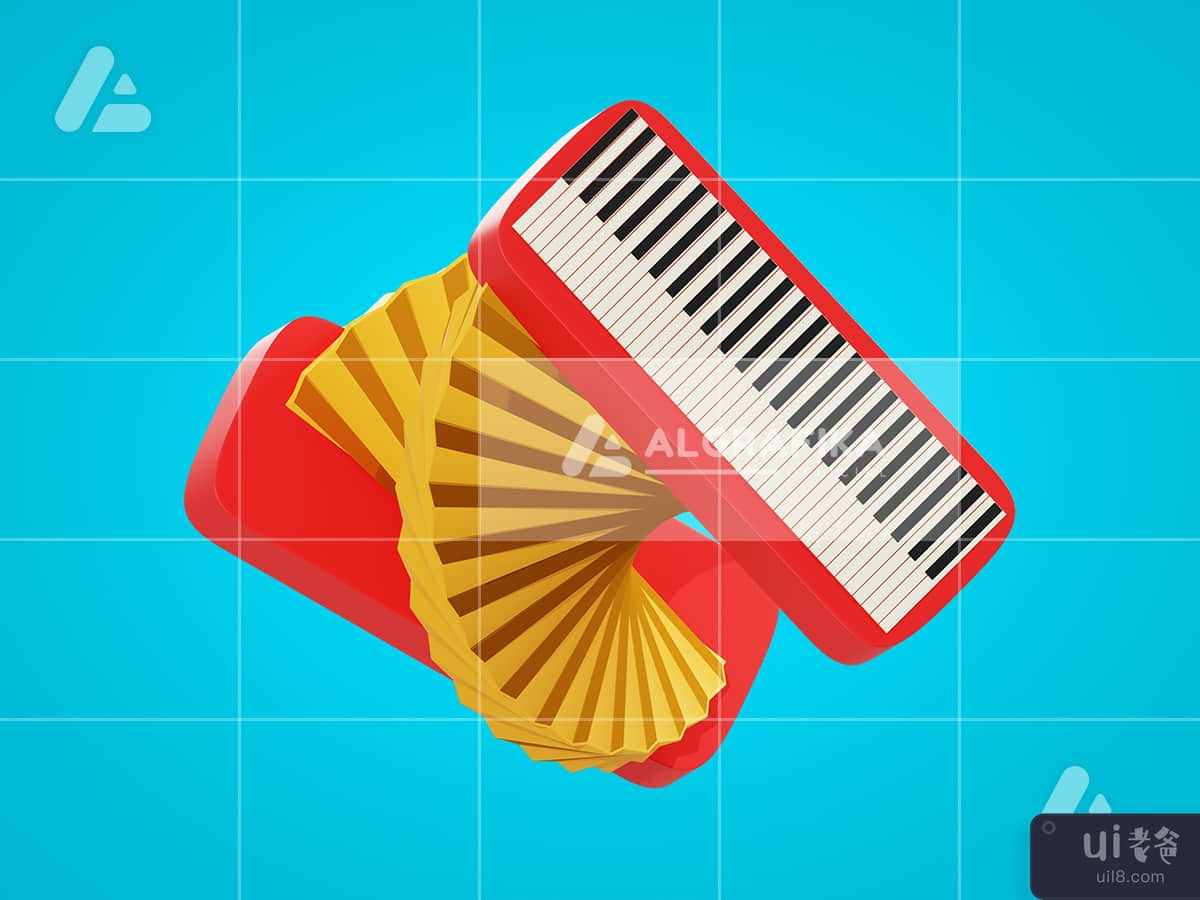 3d illustration accordion object