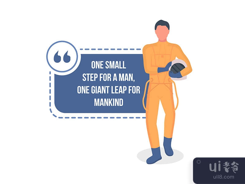 Astronaut vector quote box with flat character