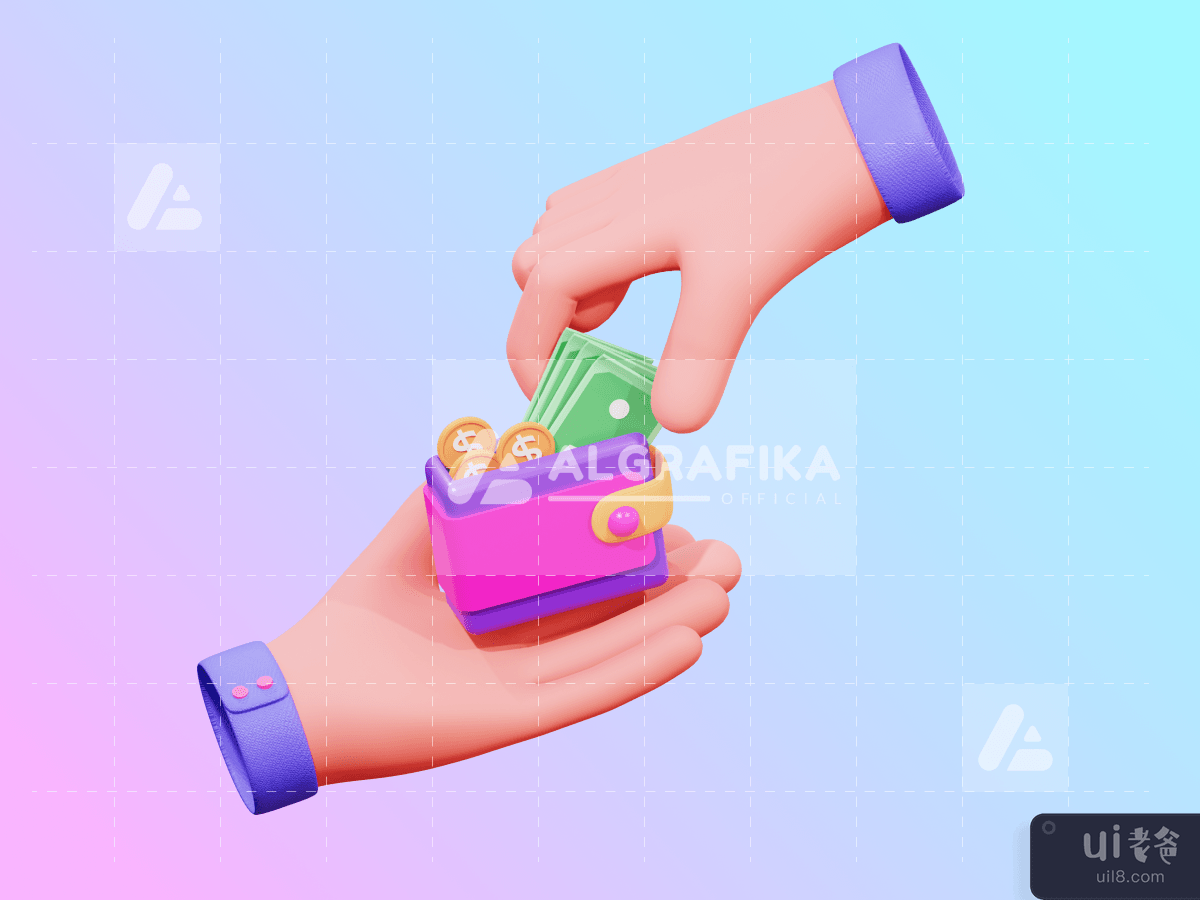 3D Hand Gesture Finance Illustration