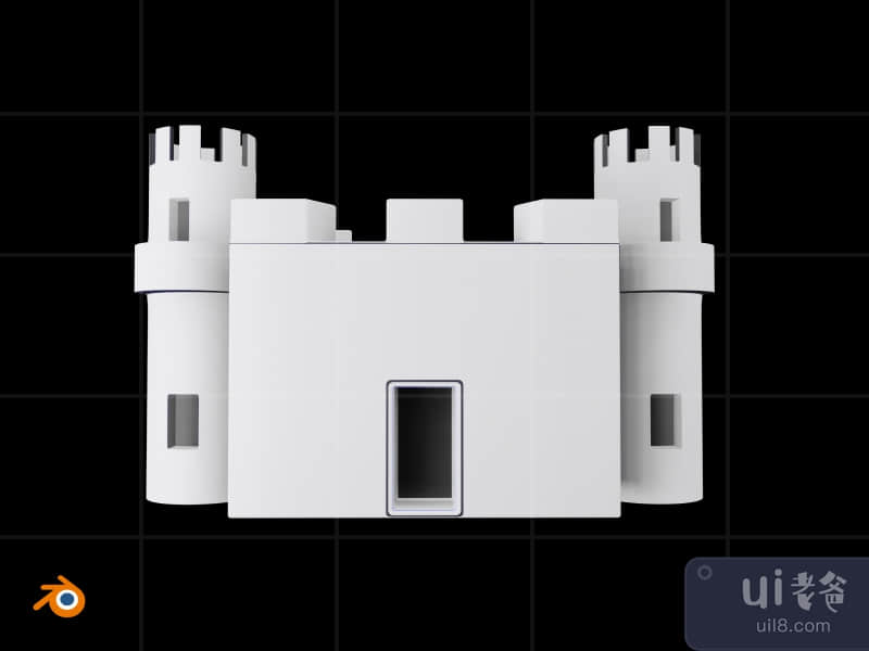 Castle - 3D Futuristic game item (front)