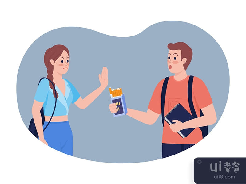 Combating peer pressure 2D vector isolated illustration