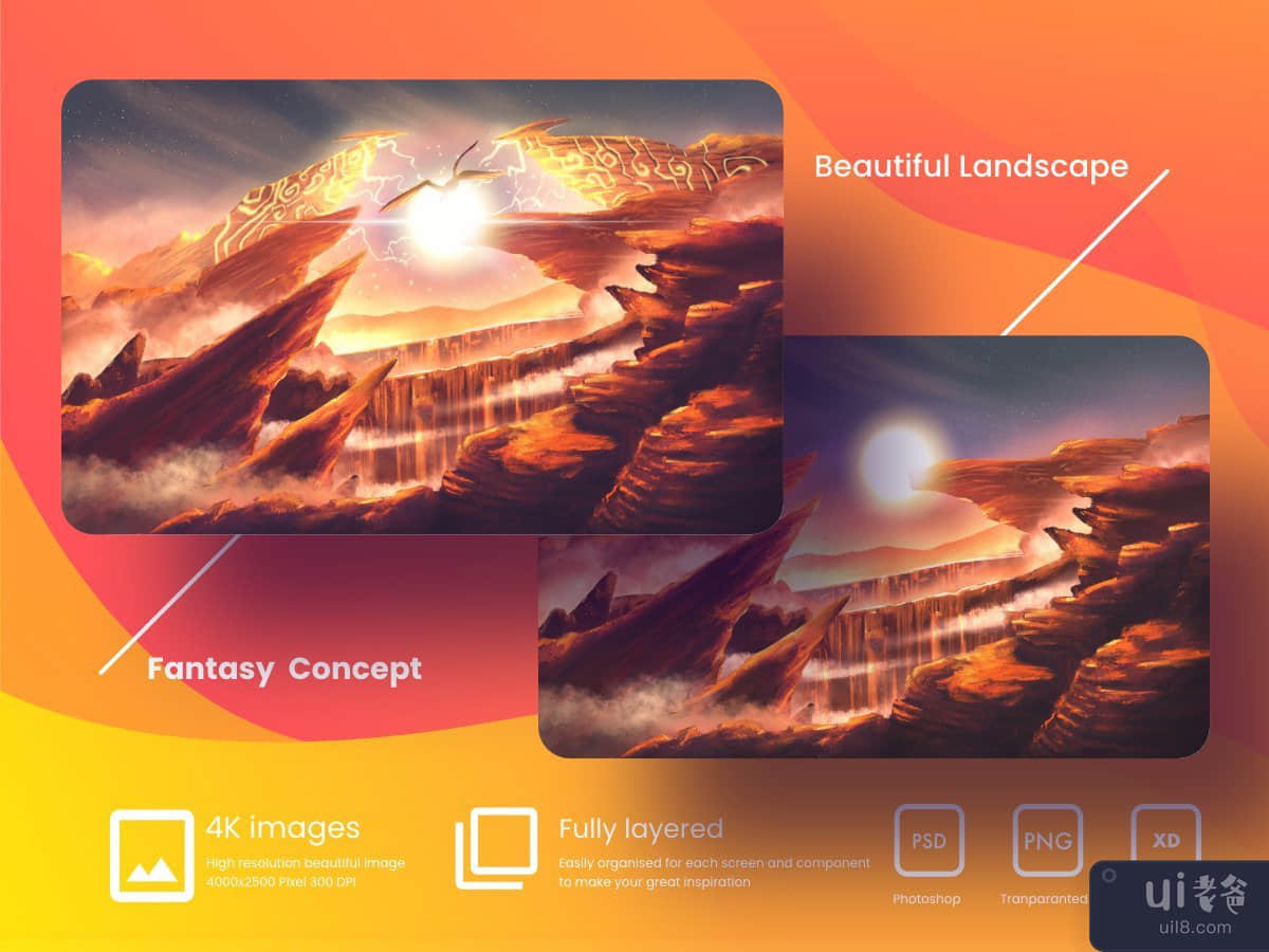 概念艺术峡谷景观与奇幻背景(Concept art canyon landscape and fantasy background)插图5