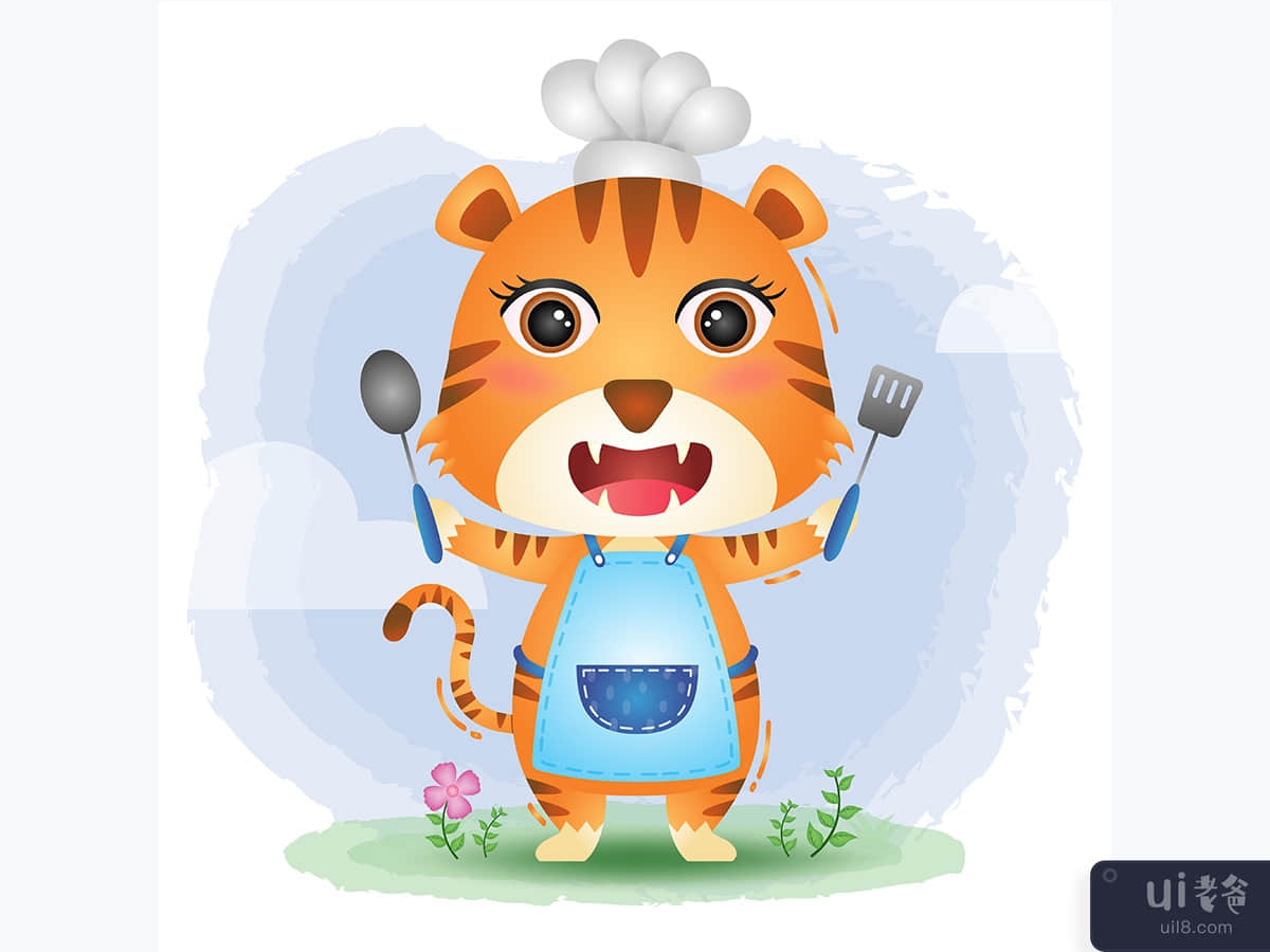 a cute little tiger chef