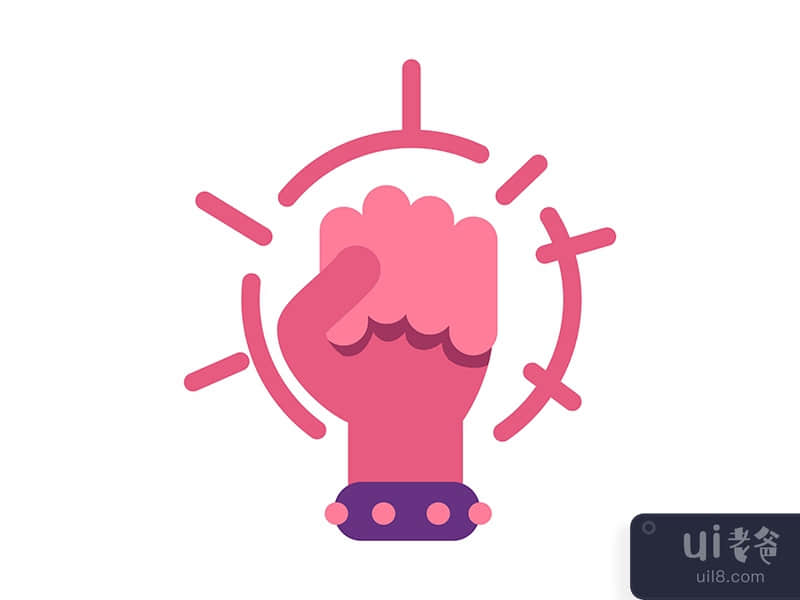 Clenched fist for protest and demonstration semi flat color vector object