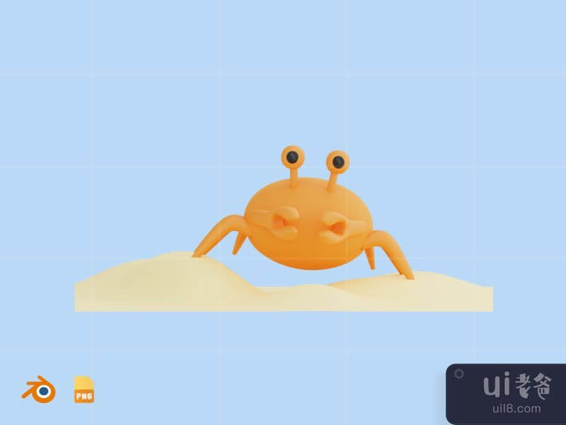Crab - Cute 3D Water Animal (front)