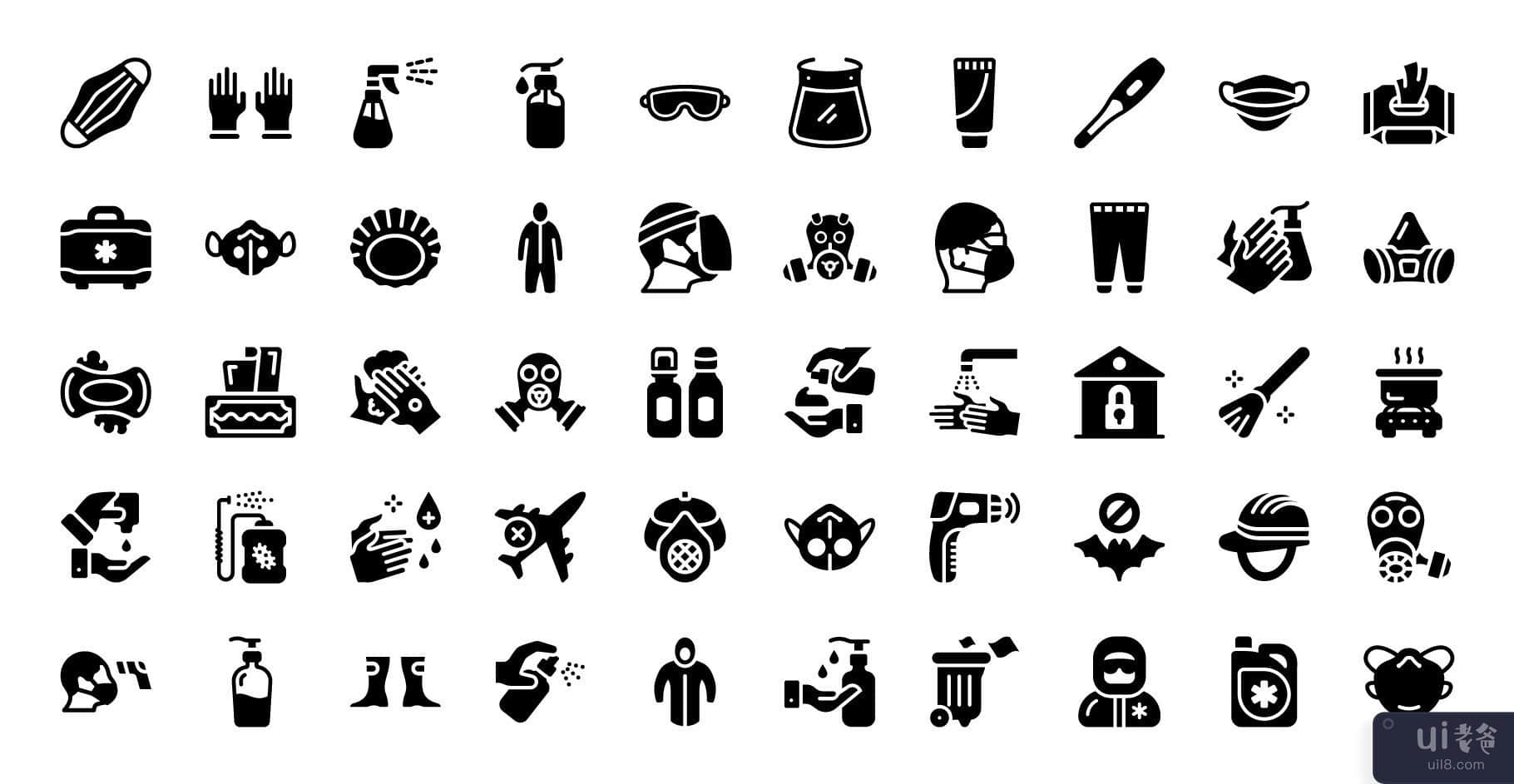 Covid 预防设备线性图标(Covid Prevention Equipments Linear Icons)插图2