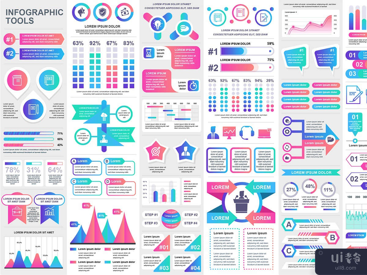 Collection Infographic Elements Template Graphics