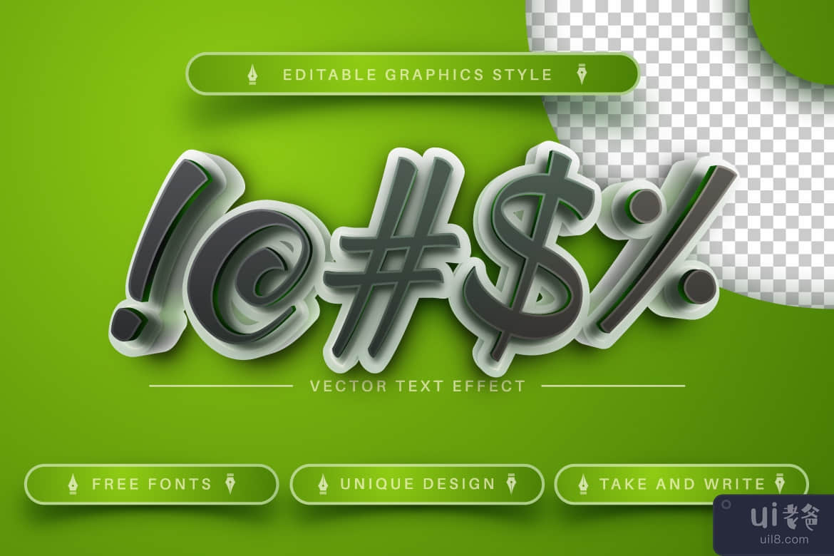 3D 绿色 - 可编辑文本效果，字体样式(3D Green - Editable Text Effect, Font Style)插图2