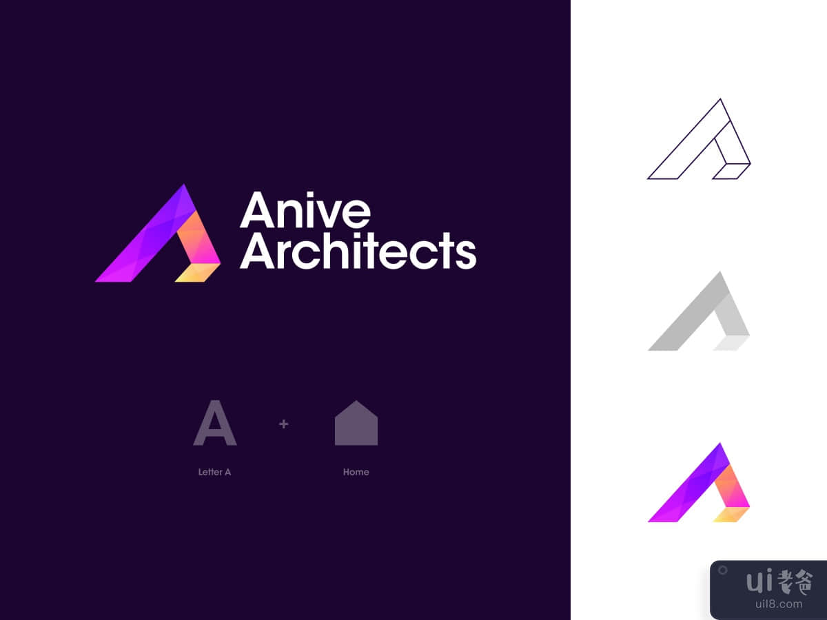 Anive Architects Logo Design: Letter A + Home
