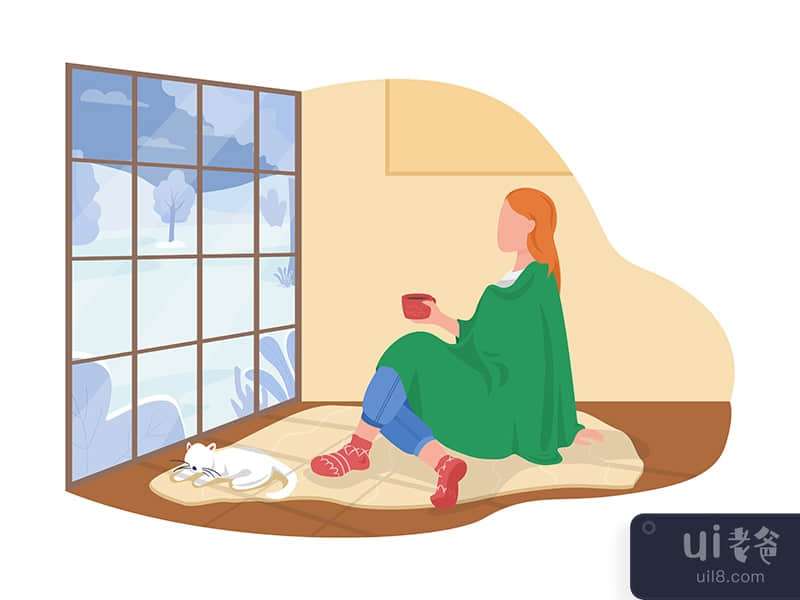 Cozy mood at home 2D vector isolated illustration