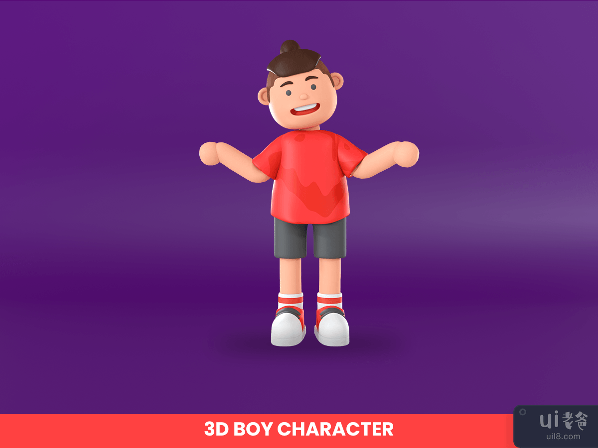 3d rendering of a boy spreading his arms illustration