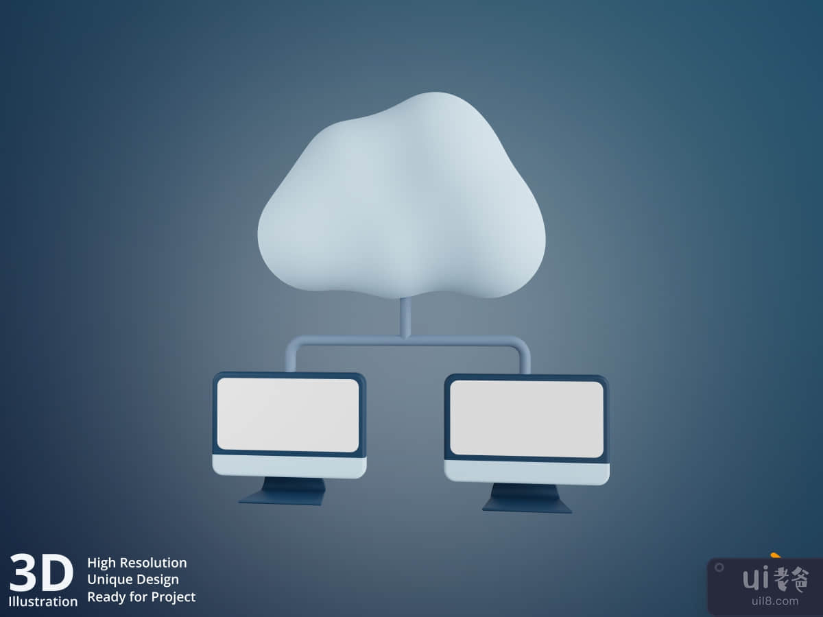 Cloud Computer Network - Cloud Computing Network 3D Illustration
