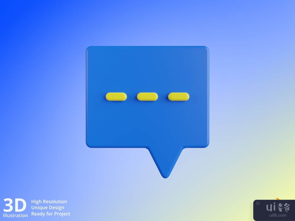 Chat - Blue & Yellow 3D User Interface