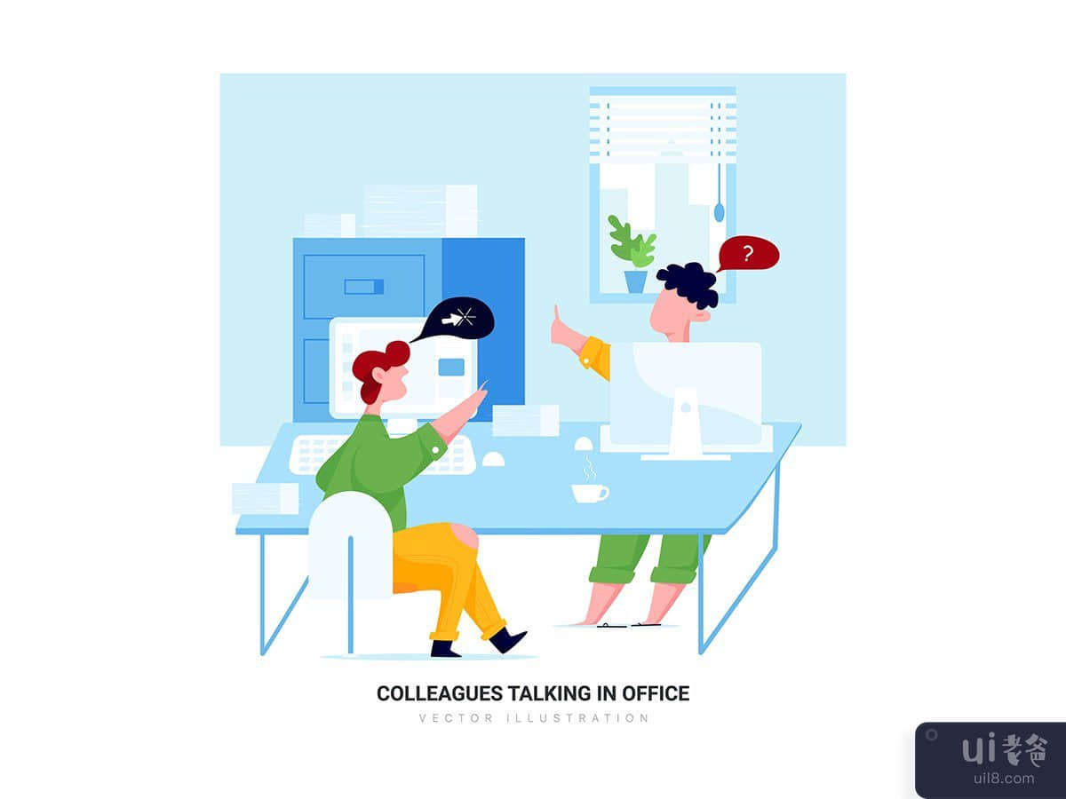 Colleagues Talking in Office - Business Vector Scenes