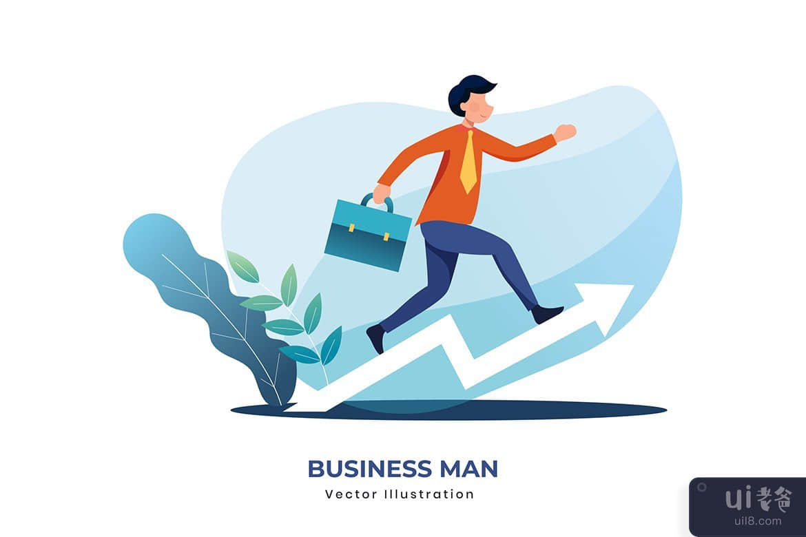 商人跑到办公室矢量图(Business man run to office vector illustration)插图2