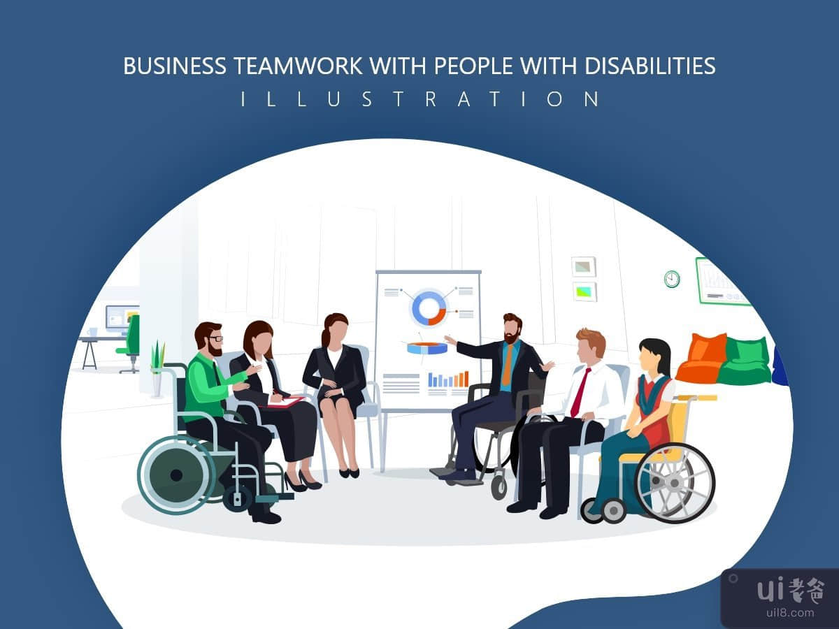 Business teamwork with disabled people