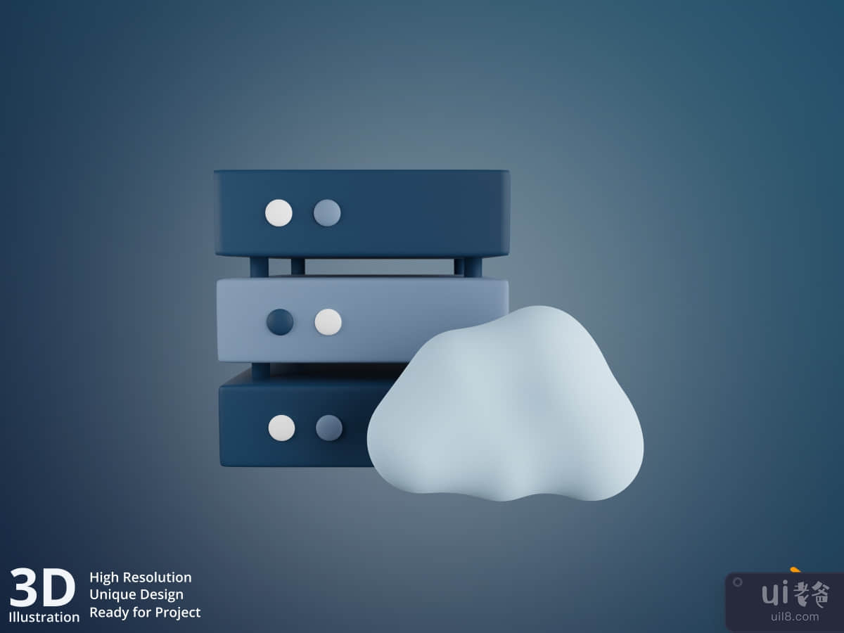 Cloud Database - Cloud Computing Network 3D Illustration