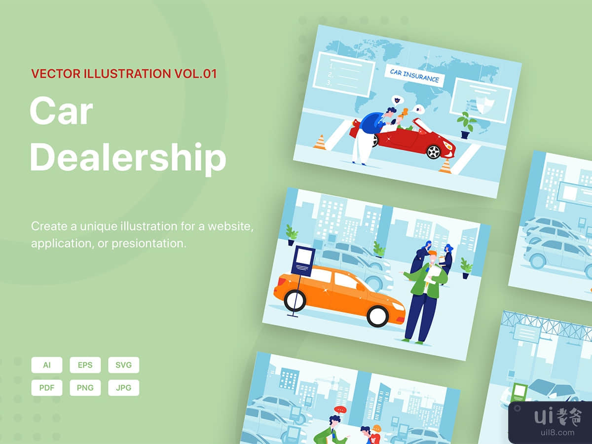 Car Dealership Vector Illustration_Pack 01