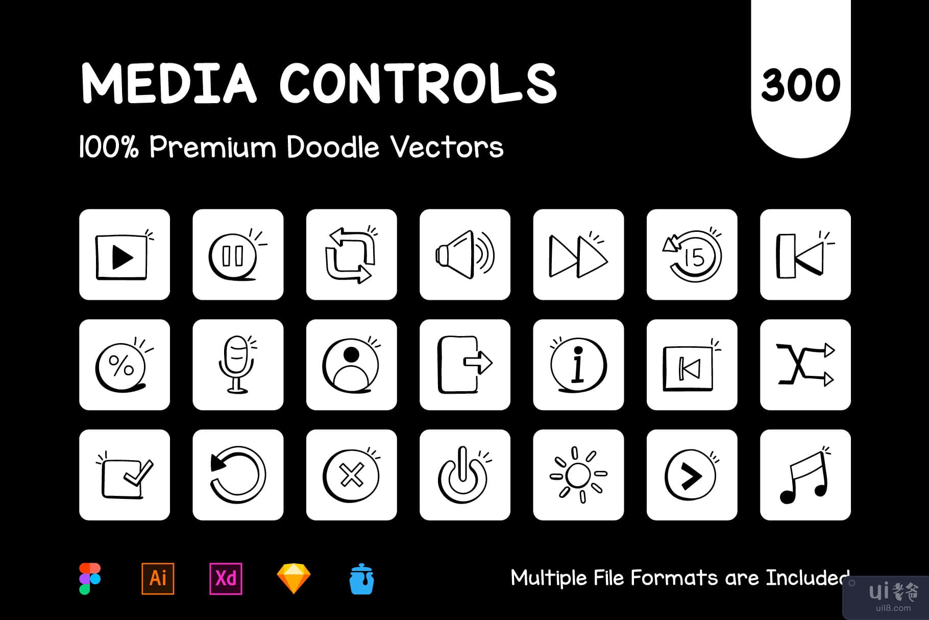 300 个趋势媒体控件图标(300 Trending Media Controls Icons)插图2