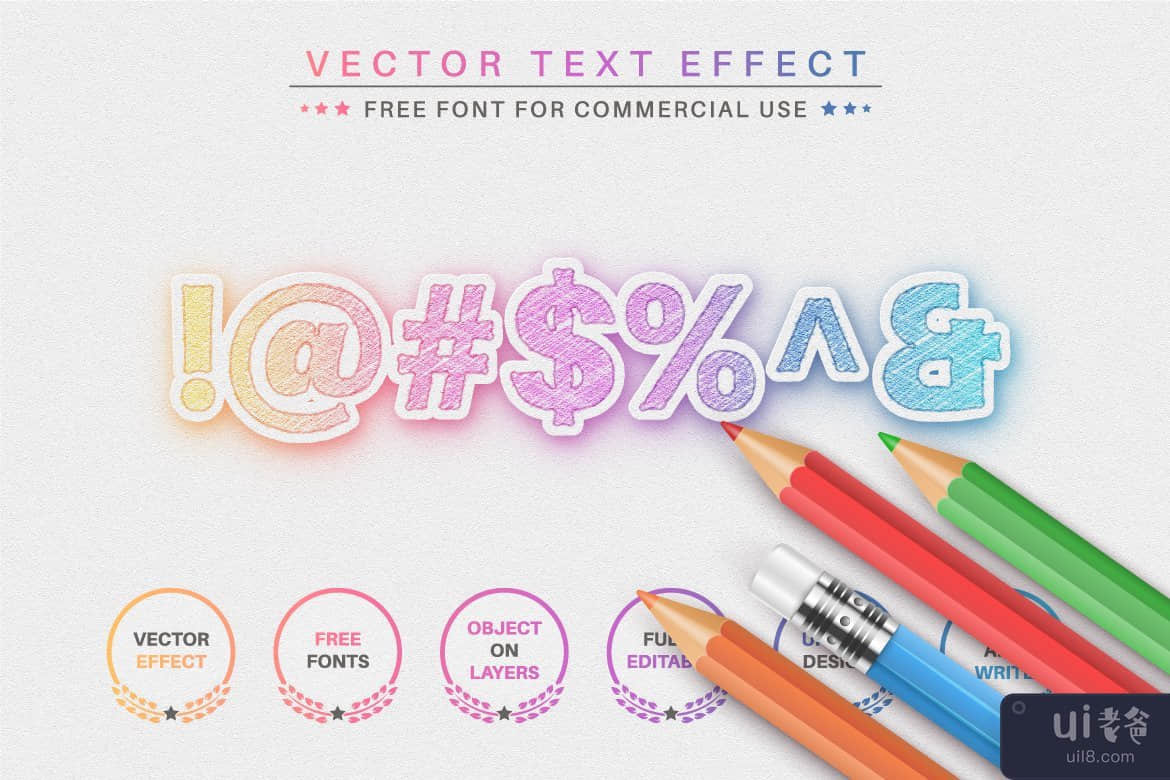 彩色铅笔 - 可编辑的文字效果，字体样式(Color Pencil - Editable Text Effect, Font Style)插图5