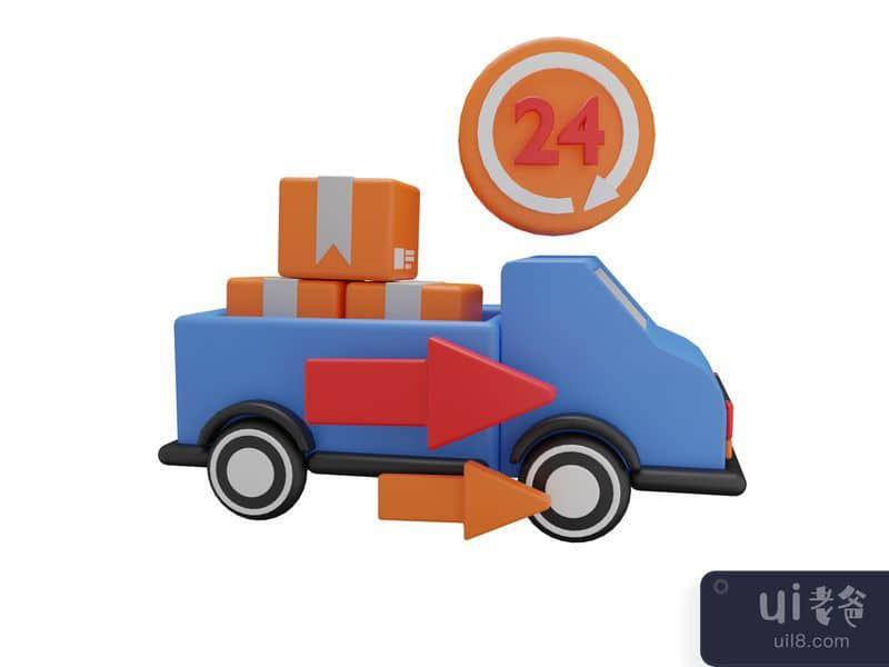 24 Hours Delivery - Business and Startup 3d illustration