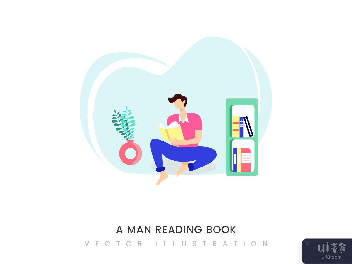 A man reading book illustration concept