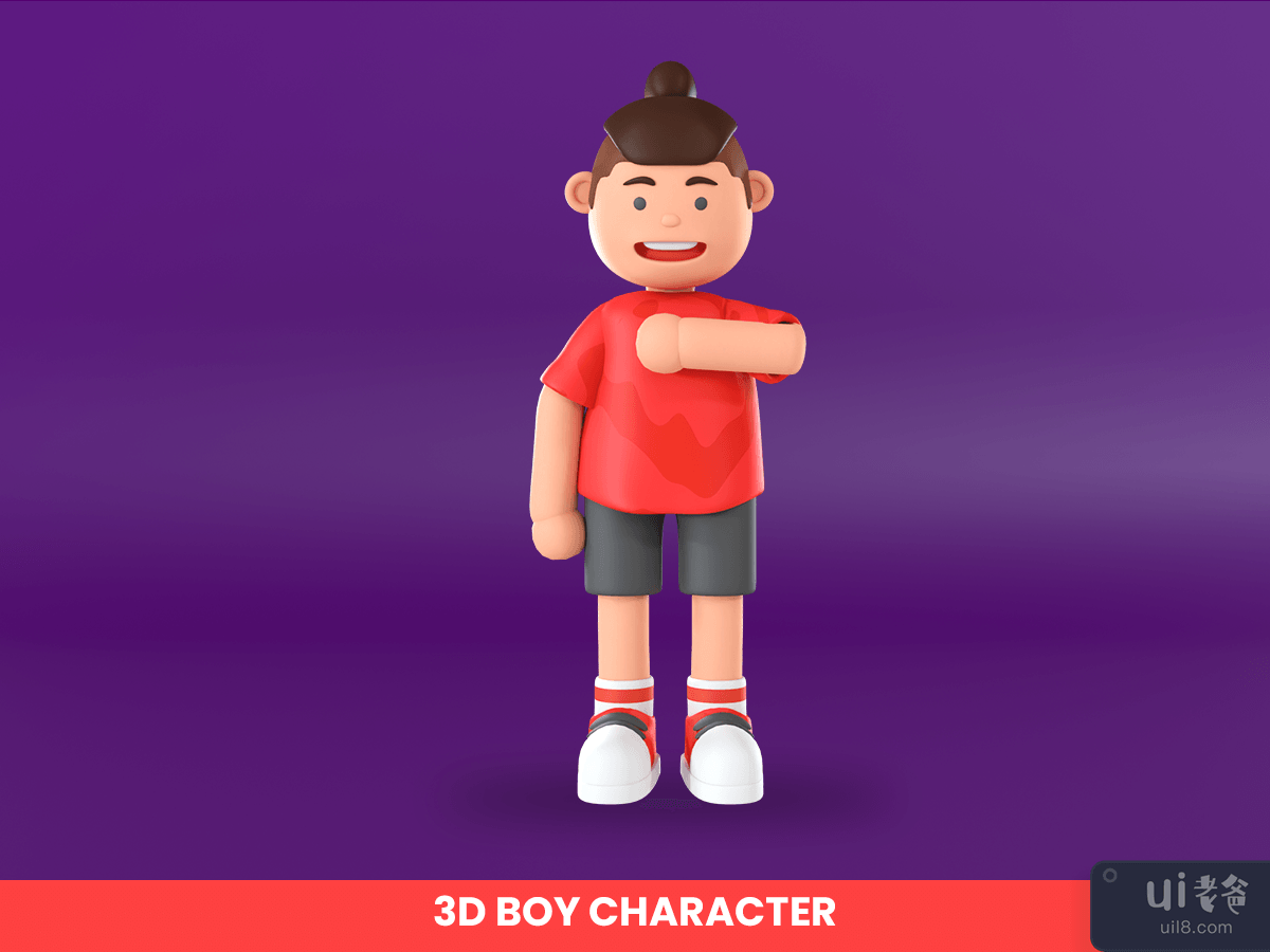 3d rendering of a boy patting his chest illustration