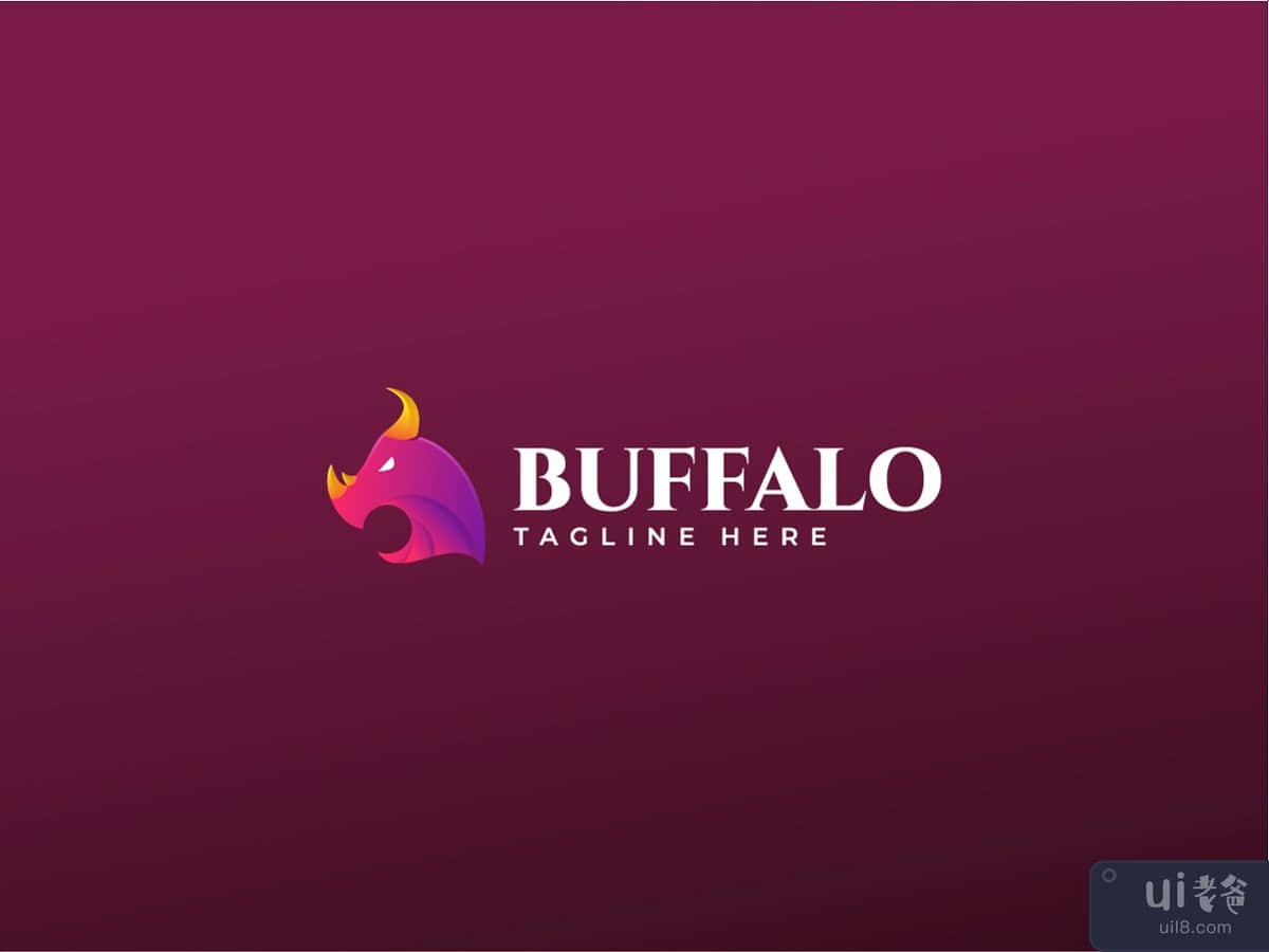 水牛头渐变标志创辉设计模板(Buffalo Head Gradient Logo Colorfull Design Template)插图2
