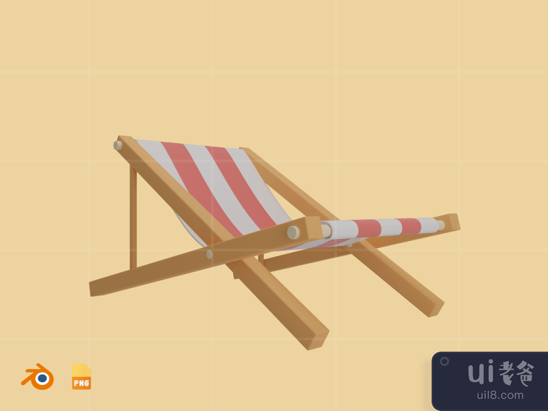 Beach Chair - 3D Travel & Holiday Illustration Pack (front)