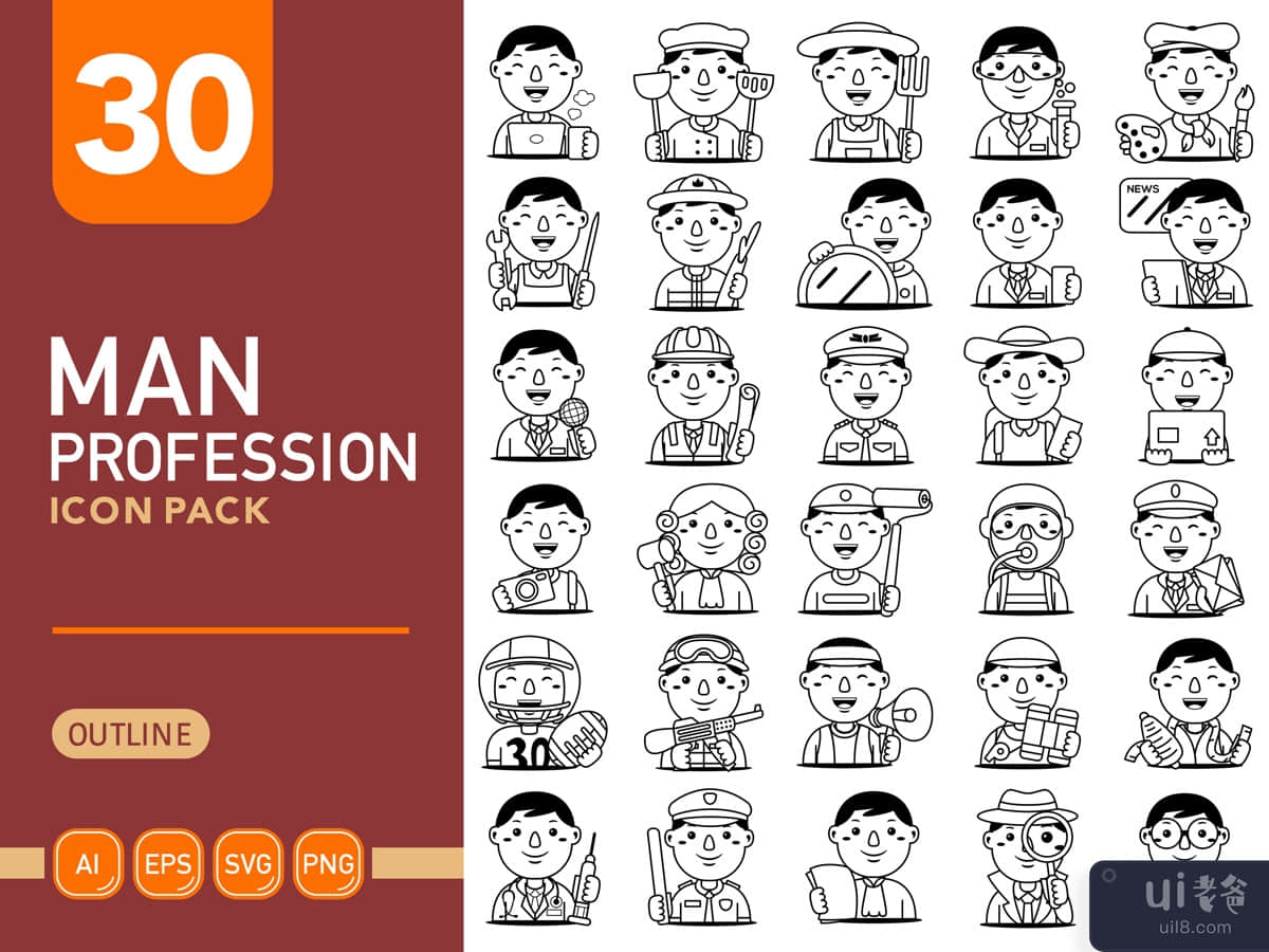 Man Profession Icon Pack - Outline