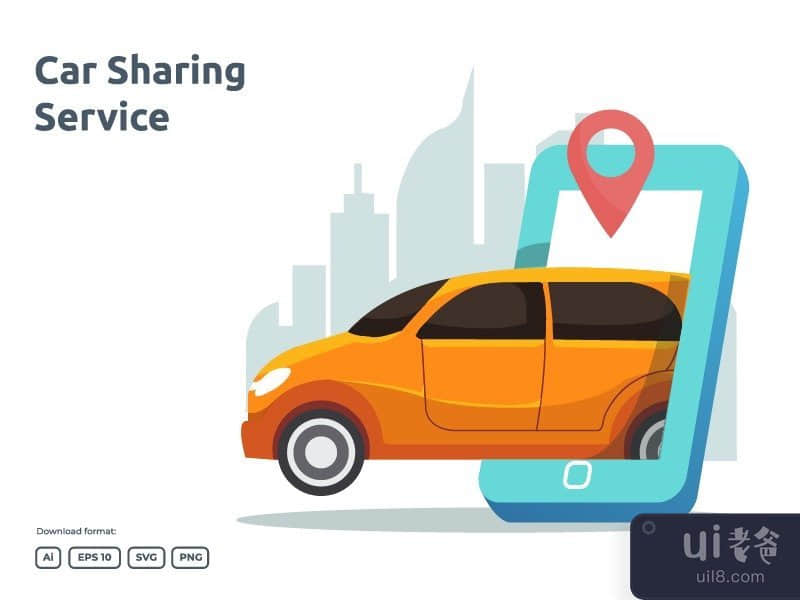 Car sharing or online taxi illustration concept