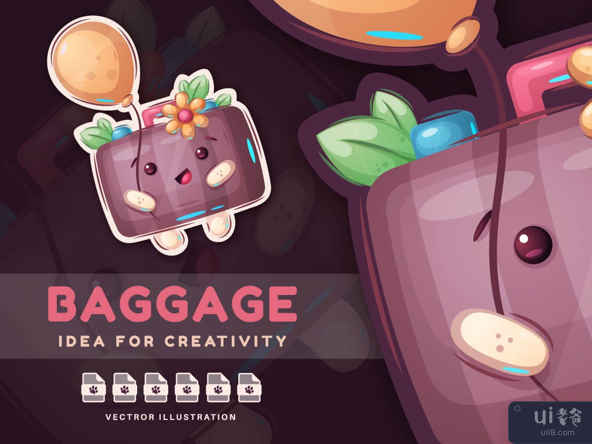 Cartoon Character Happy Baggage - Sticker