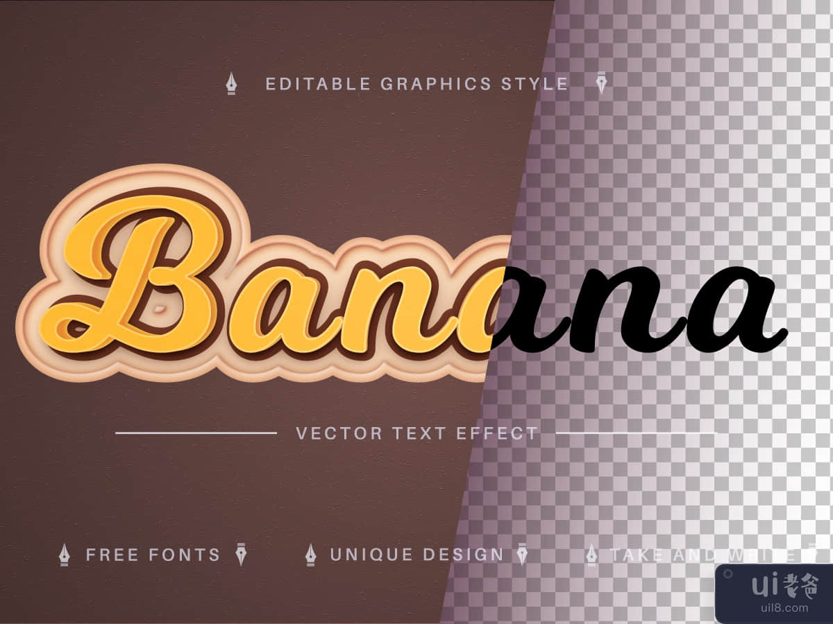 Banana - Editable Text Effect, Font Style