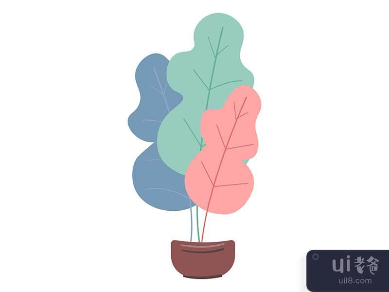 Colorful houseplant semi flat color vector object