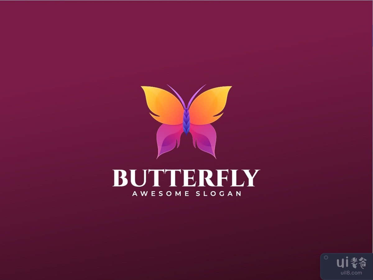 蝴蝶渐变标志创辉设计模板(Butterfly Gradient Logo Colorfull Design Template)插图2
