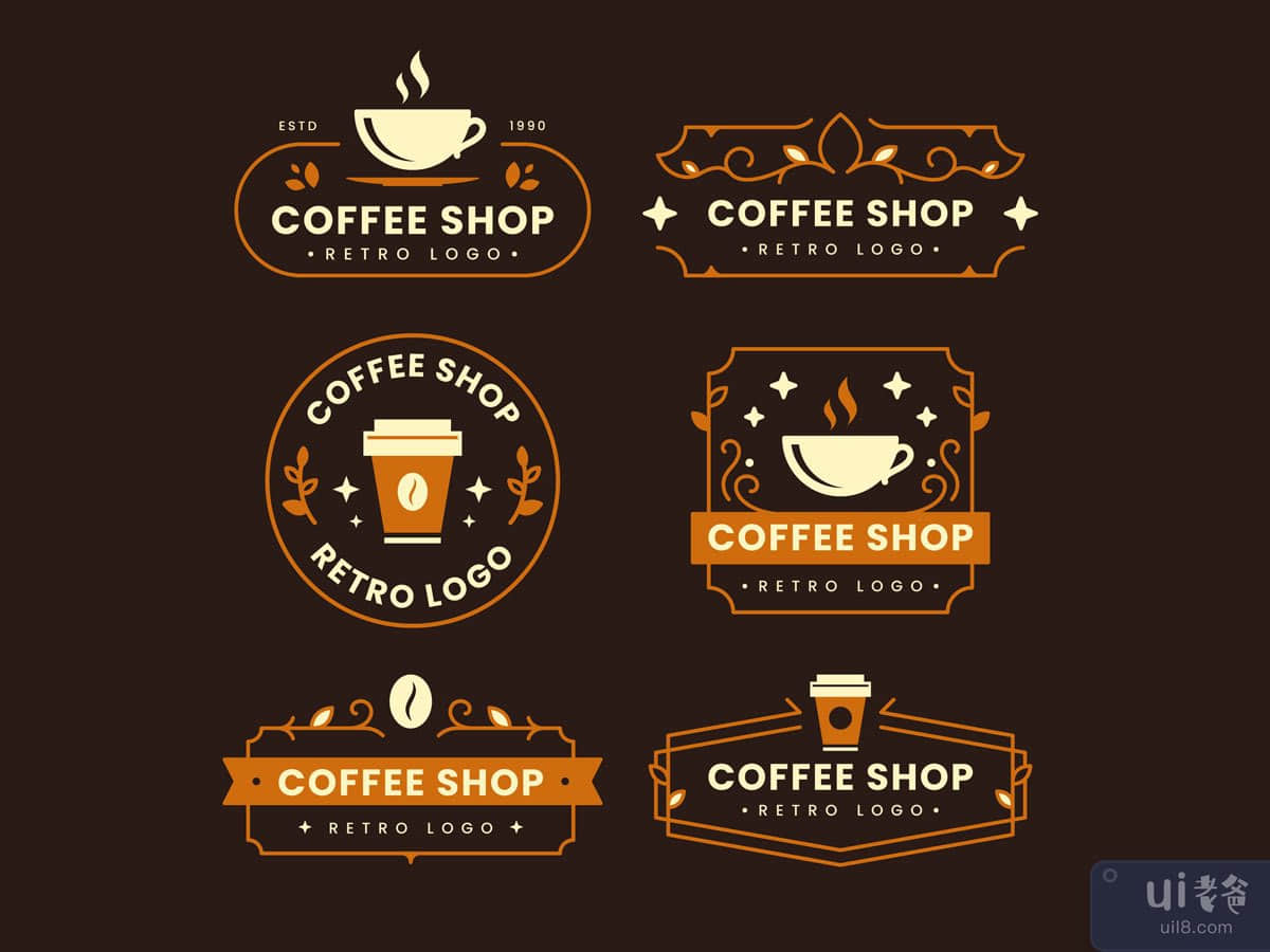 coffee shop retro logo collection
