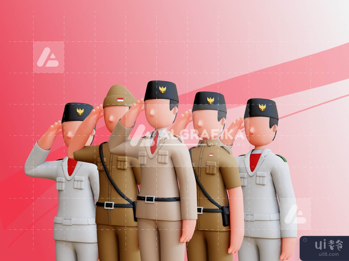  3D Character Independence Day Of Indonesia