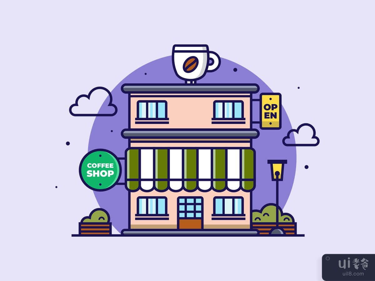 Coffeeshop flat design illustration concept
